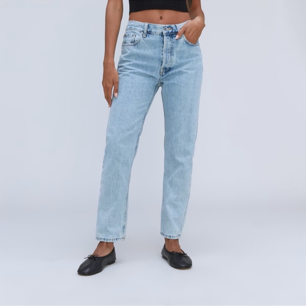 EVERLANE Relaxed Straight Fit Organic Cotton High Waisted Jeans
